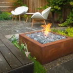 Modern Customized Corten Steel Hanging Table Natural Gas & Firewood Outdoor Fire Pit for Home Warming Decoration