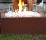 Modern Customized Corten Steel Hanging Table Natural Gas & Firewood Outdoor Fire Pit for Home Warming Decoration