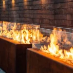 Rectangular Metal Fire Pit Propane Outdoor Garden Heating Firepit Large Gas Heaters Corten Steel Gas Fire Pit