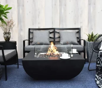 Modern Firepit Table Outdoor Gas Propane Square Metal Fire Pit Table