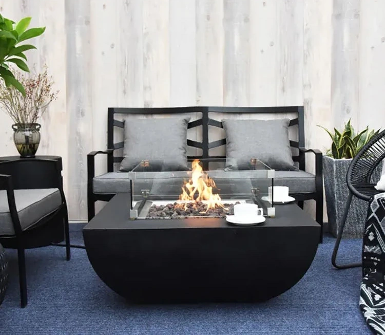 Modern Firepit Table Outdoor Gas Propane Square Metal Fire Pit Table
