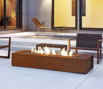 Outdoor Smokeless Corten Steel Gas Fire Pit Table
