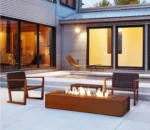 Decorative Modern Design Firepit Outdoor Rectangular Warming Nature Gas Heavy Gauge Square Corten Steel Fire Pit