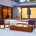 Decorative Modern Design Firepit Outdoor Rectangular Warming Nature Gas Heavy Gauge Square Corten Steel Fire Pit