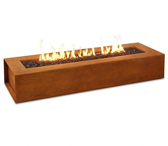 Decorative Modern Design Firepit Outdoor Rectangular Warming Nature Gas Heavy Gauge Square Corten Steel Fire Pit