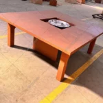 Square Corten Steel Gas Garden Steel Fire Table Outdoor Fire Pit