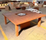 Square Corten Steel Gas Garden Steel Fire Table Outdoor Fire Pit
