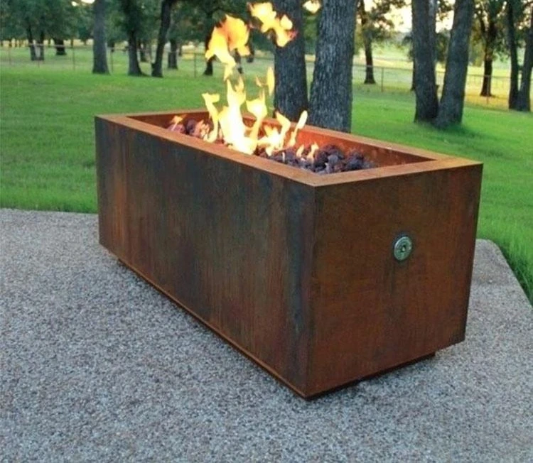 Modern Eco-Friendly Backyard Patio Corten Steel Gas Fire Pit Table