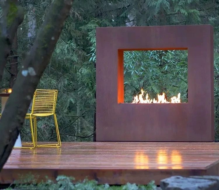 Rusted Outdoor Corten Steel Fireplace Outdoor Gas Fire Place for Garden Yard
