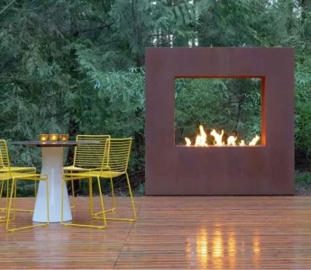 Rusted Outdoor Corten Steel Fireplace Outdoor Gas Fire Place for Garden Yard