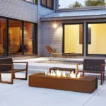 Outdoor Warming Fire Pit Table Corten Steel Gas Firepit