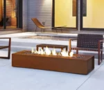 Outdoor Warming Fire Pit Table Corten Steel Gas Firepit