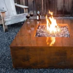 Gas Corten Steel square Fire Pit Outdoor Table Top Camping Gas Corten Steel Metal Brazier Fire Pit
