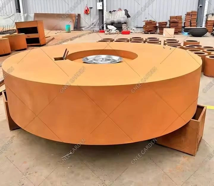 Outdoor Smokeless Eco-Friendly Corten Steel Gas Square Fire Pit Table with Powder Coated Natural Rusted Finish