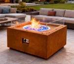 Corten Steel Rectangle Propane Fire Pits Outdoor Gas Fireplace