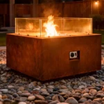 Corten Steel Table Propane Fire Table Outdoor Gas Fire Pit