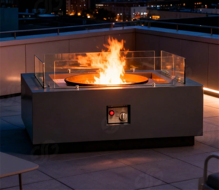Corten Steel Natural Rusted Powder Coated Eco-Friendly Professional Gas Fuel Burner Free Standing Propane Gas Fire Pit