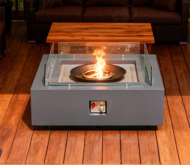 Garden Patio Square Corten Steel Fire Pit Gas Propane Fire Table Outdoor Eco-Friendly