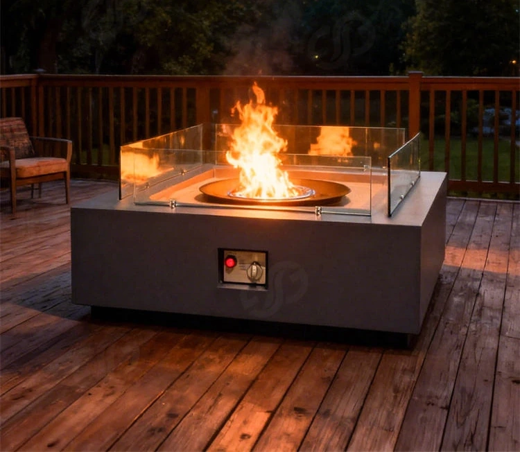 Corten Steel Square Fire Pit Outdoor Camping Gas Propane Gas Outdoor Metal Fire Pit