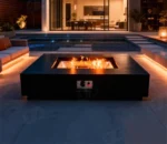 Modern Simple Style Outdoor Rectangle Fire Table Outdoor Patio Natural Gas Fire Pit