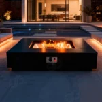 Modern Simple Style Outdoor Rectangle Fire Table Outdoor Patio Natural Gas Fire Pit