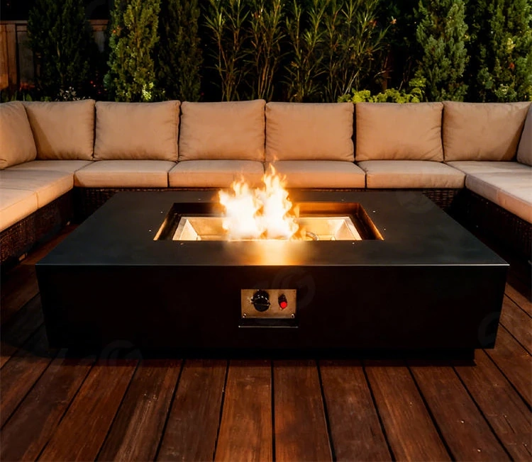 Garden Modern Outdoor Propane Natural Gas Rectangle Fire Pit Table