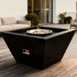 Outdoor Gas Corten Steel Fire Pit Table with Powder Coated Finish Eco-Friendly Heating for Garden & Courtyard