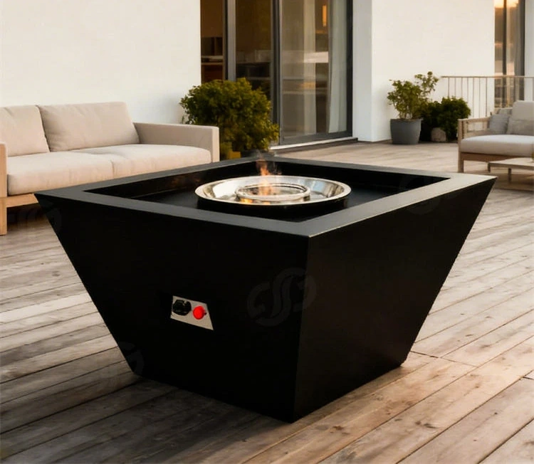 Outdoor Gas Corten Steel Fire Pit Table with Powder Coated Finish Eco-Friendly Heating for Garden & Courtyard