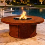 Customized Propane Gas Fireplace Outdoor Corten Steel Propane Fire Pit Corten Steel Gas Fire Pit