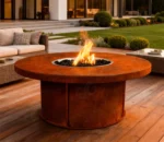 Customized Propane Gas Fireplace Outdoor Corten Steel Propane Fire Pit Corten Steel Gas Fire Pit