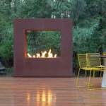 Customised Custom Sized Factory Price Attractive Outdoor Smokeless Corten Steel Gas Square Gas Fireplace