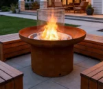 New Garden Decor Corten Steel Gas Burner Propane Fire Pit Table Eco-Friendly Powder Coated