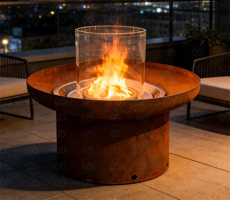 New Garden Decor Corten Steel Gas Burner Propane Fire Pit Table Eco-Friendly Powder Coated