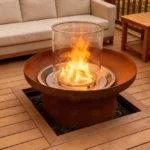 Corten Steel Metal Outdoor Gas Fire Pit Round Natural Rusted Finish Eco-Friendly