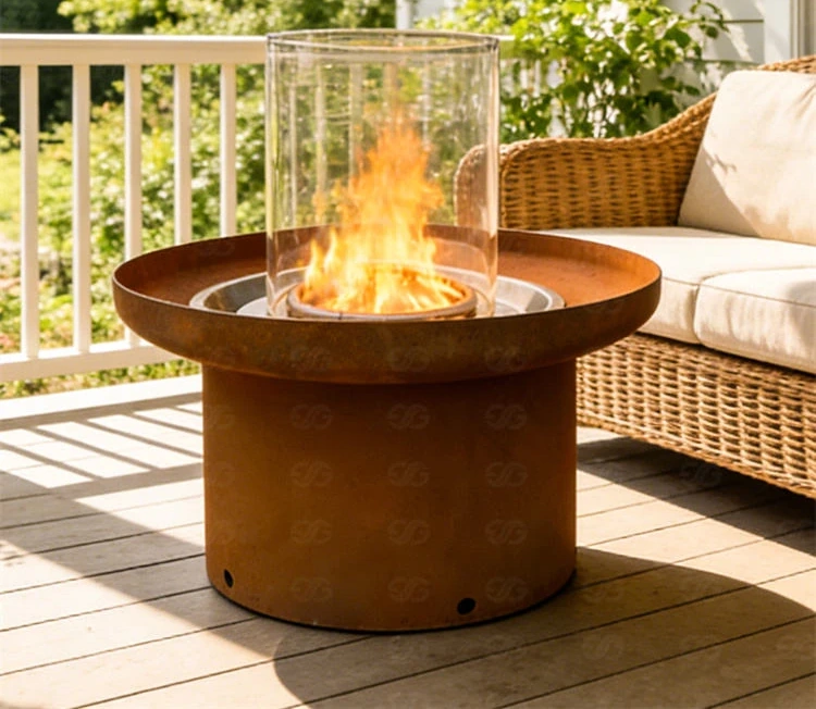 Outdoor Gas Fire Pit Table Garden Firepit Table Corten Steel Gas Fire Pit Table