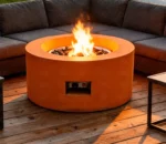 Gas Round Corten Steel Fire Pit Smokeless Fire Table Eco-Friendly Powder Coated Outdoor