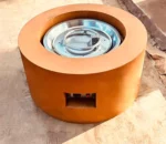 Gas Corten Steel Round Fire Pit Grill Outdoor Natural Rusted Powder Coated Eco-Friendly
