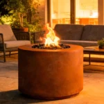 New Style Garden Backyard Gas Brazier Round Corten Steel Fire Pit Water Bowl Powder Coated Eco-Friendly
