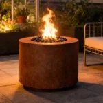 Round Outdoor Gas Fire Table Corten Steel Fire Tablele Propane Fire Pit