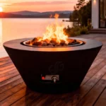 Garden Round Outdoor Corten Steel Gas Fire Bowl Fire Pit with Powder Coated Finish Eco-Friendly