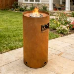 Round Outdoor Corten Steel Natural Rusted Powder Coated Eco-Friendly Gas Fire Pit