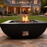 Outdoor Corten Steel Fire Pit Table with Gas/Propane Burner Powder Coated Eco-Friendly for Garden & Patio Use