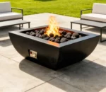 Outdoor Corten Steel Fire Pit Table with Gas/Propane Burner Powder Coated Eco-Friendly for Garden & Patio Use