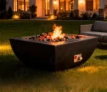 Outdoor Corten Steel Square Gas Fire Pit for Garden Backyard Patio-Eco-Friendly
