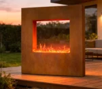 Outdoor Propane Corten Steel Gas Fire Pit Garden