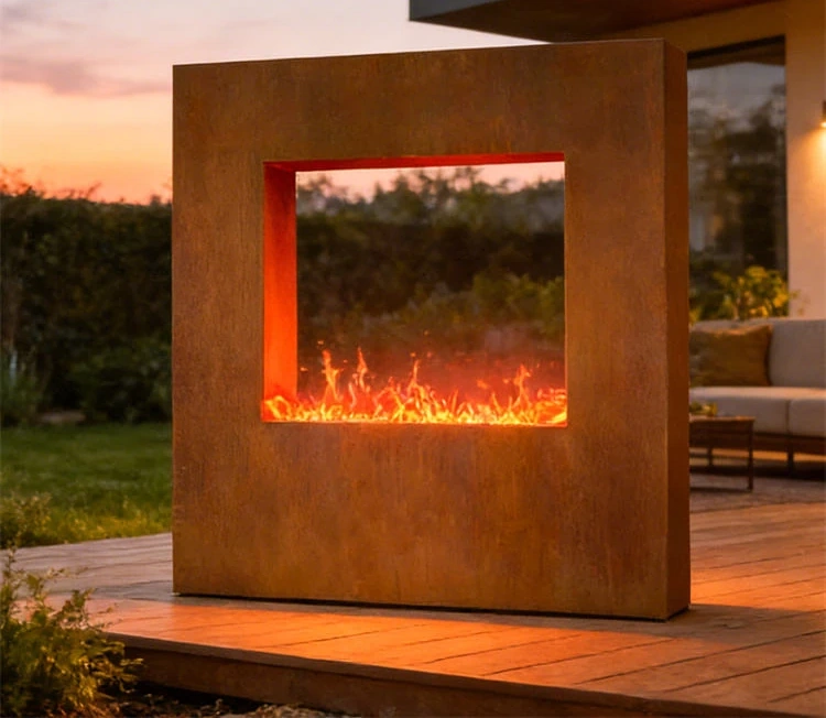 Outdoor Propane Corten Steel Gas Fire Pit Garden