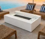 Propane Fire Table Outdoor Heating Square Steel Gas Fire Pit Natural Rusted Eco-Friendly