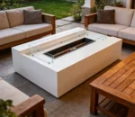 Propane Fire Table Outdoor Heating Square Steel Gas Fire Pit Natural Rusted Eco-Friendly