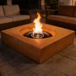 Corten Steel Outdoor Round Firepit Gas Fire Pit Table with Fire Pits