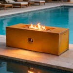 Outdoor Patio Corten Steel Rectangle Fire Pit Table Natural Rusted Powder Coated Eco-Friendly Gas Fire Pit